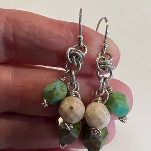 Sterling Silver & Natural Faceted Stone Wire Earrings